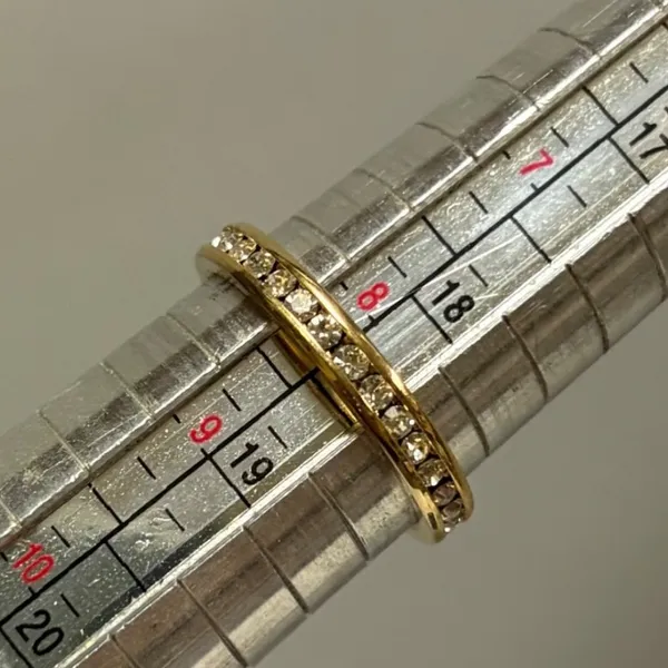 Sparkling Yellow Gold Plated Brass Channel Wedding Band Ring Size 8.25 - Image 2