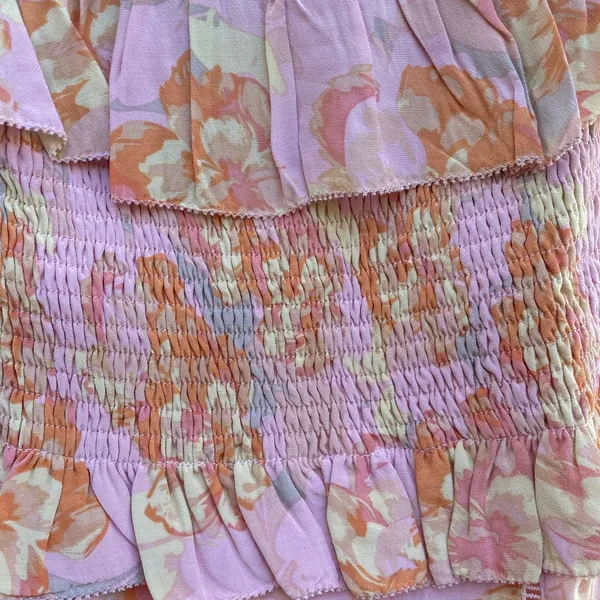 Astr floral print ruffle off- shoulder mini dress smocked bodice size M - Image 8