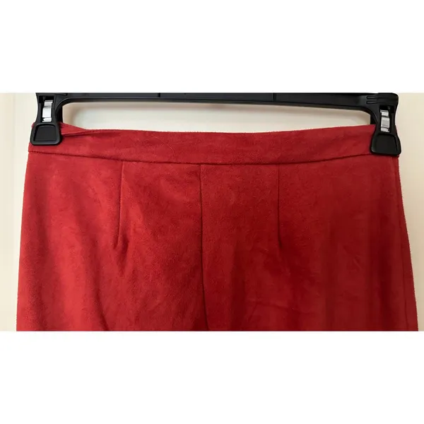 Burnt Orange Flare Faux Suede Funky High Waisted Pants Women's Sz Small - Image 4