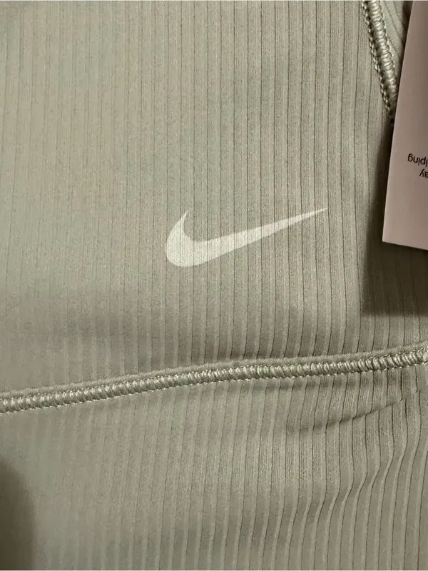 Nike Olive Green Ribbed High-Rise Biker Shorts - Image 4