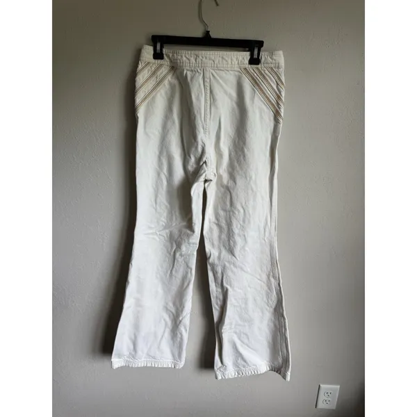 We the Free White Tan Embroidered Stripe Wide Leg Jeans Womens 29 Festival - Image 5