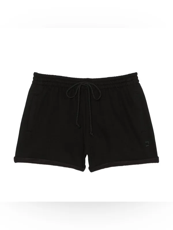 VICTORIA’S SECRET PINK Fleece Rolled Hem High-Rise Shorts Pure Black Comfy XL - Image 8
