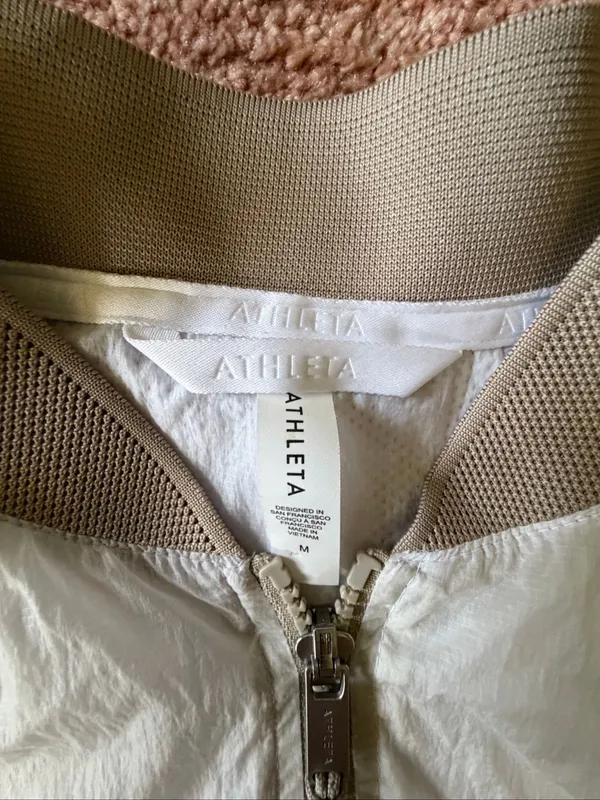 Athleta White Lightweight Cropped Bomber Jacket Full Zip Women’s M - Image 3