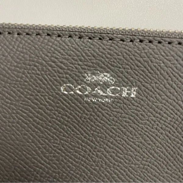 Coach Wristlet Wallet Pouch Corner Zip Credit Card Phone Travel Leather Grey - Image 3