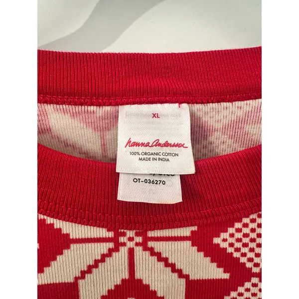 Hanna Andersson Red White Snowflake Organic Cotton Pajama Set XL Top L Pants - Image 2