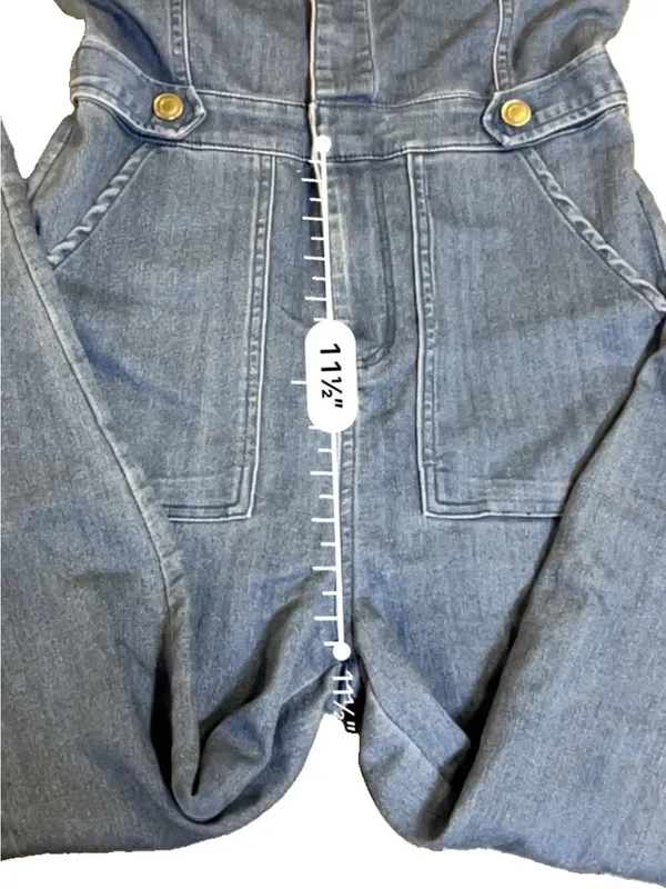 Blashe Denim Skinny Jumpsuit Medium Wash S Coastal Cowgirl Western Chic 70’s - Image 5