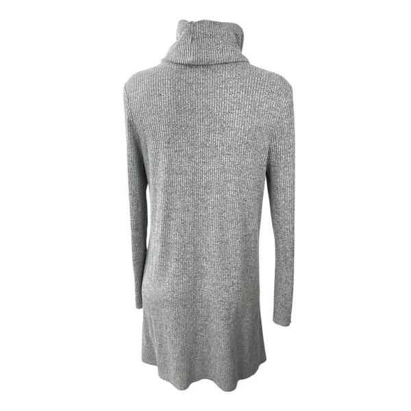 Neely Women's Gray Ribbed Knit Cowl Neck Long Sleeve Mini Tunic Sweater Dress M - Image 3