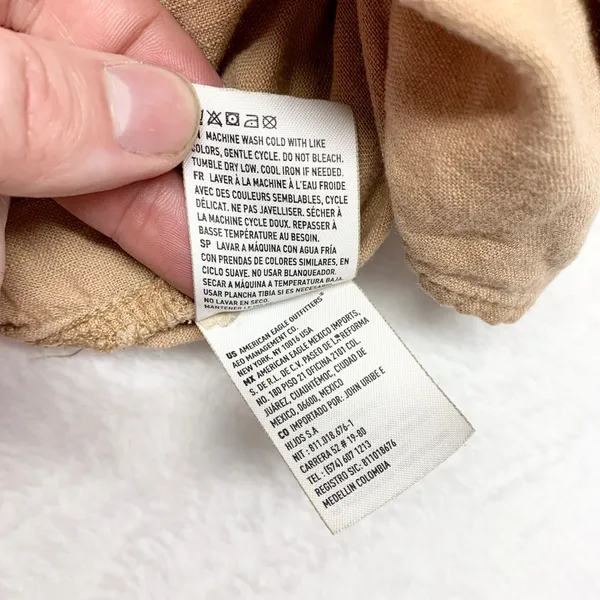 American Eagle Oversized Button Down Women Size XXL Tan‎ Linen Blend Boho Shirt - Image 9