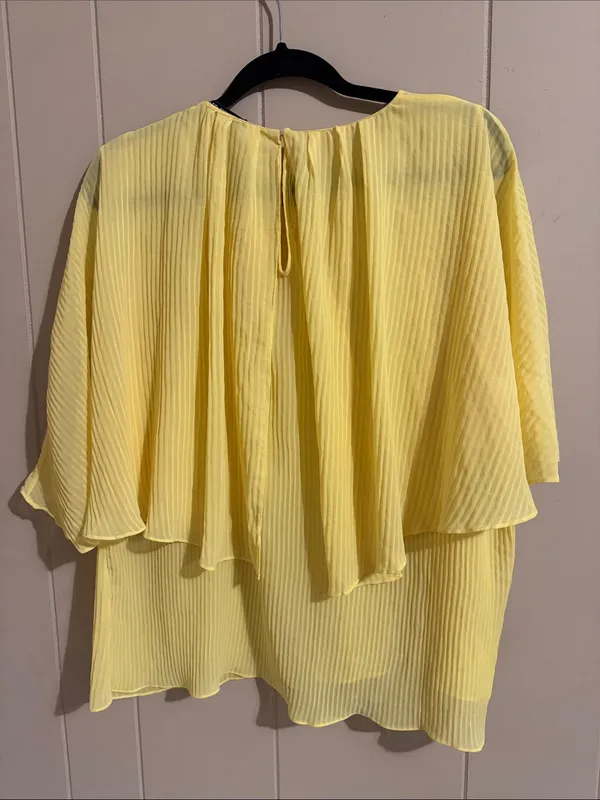 Zara Pale Yellow Layered Flutter Sleeve Tunic - Image 3