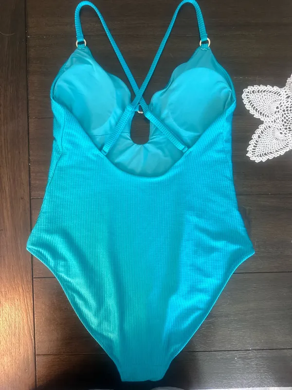 Aerie Blue Shine Ribbed One-Piece Swimsuit - Image 4