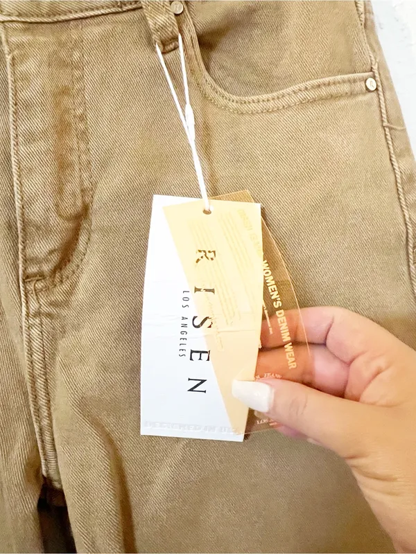 Risen Love You A Latte Mocha High Rise Cargo Wide Leg Jeans New - Image 5