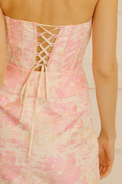 Storia Jacquard Strapless Corset Back Cocktail Dress - Image 4