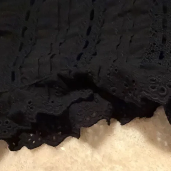 Adiva Black Eyelet Embroidered Sleeveless Top Ruffle‎ Neck Cotton Blouse Large - Image 16