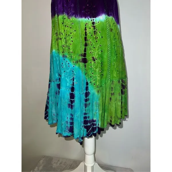 Women’s Tie Dye Spaghetti Strap Dress/top MEDIUM Green - Image 7