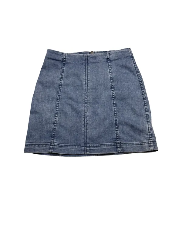 🦋 Free People Denim Mini Skirt Size 4 Blue Stretch Seamed Y2K Boho 🦋‎ - Image 2