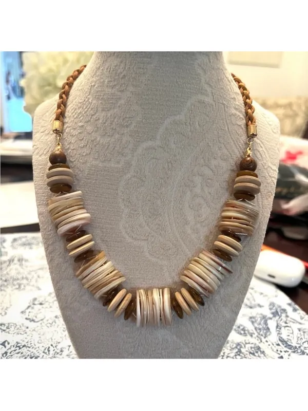 NWOT Free People Isabella Bohemian Natural Wood Necklace - Image 4