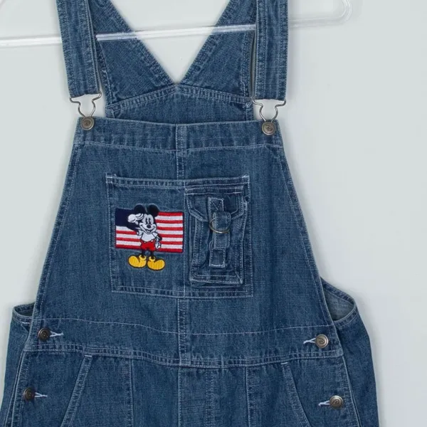 Vintage Disney Womens‎ Overalls Denim Shortalls Shorts Size L Blue Mickey Mouse - Image 2
