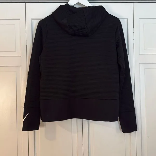 Nike black ribbed cropped hoodie sweater small - Image 3