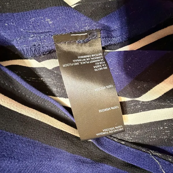 Maeve Anthropologie Navy Blue White Striped Wide Leg Pants High Rise Viscose M - Image 7