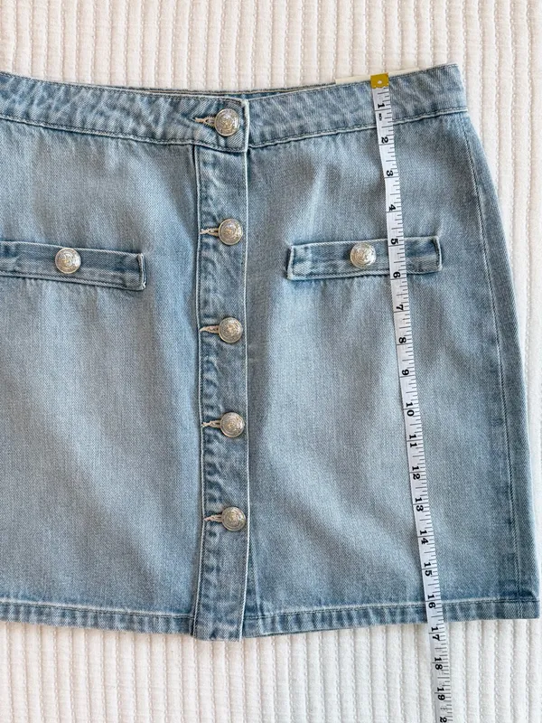 L’AGENCE The Kris Button Front Mini Skirt in Fontana Light Blue Size 25 NWT - Image 8