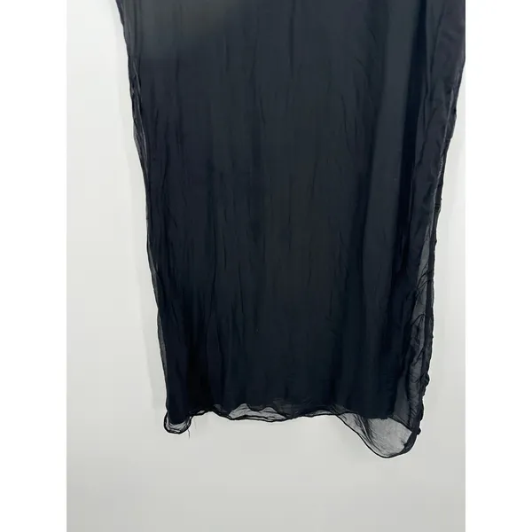 Silk‎ Blend Black Midi Dress Sz M Flowy Minimalist Neutral Made in Italy - Image 4