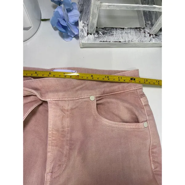 Paige Nellie High Rise Wide Leg Tie Waist Jeans Pink Raw Hem Size‎ 24 - Image 8