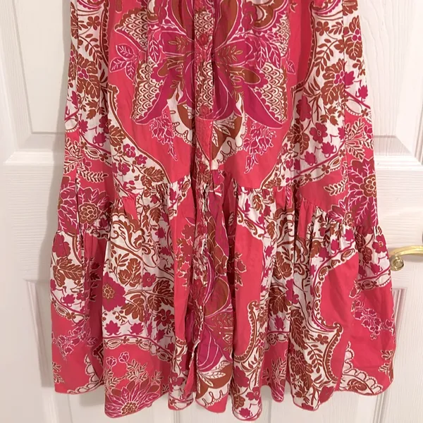 Love The Label Tatiana Floral Mini Ruffle Dress Clementine Pink Print Size Small - Image 7