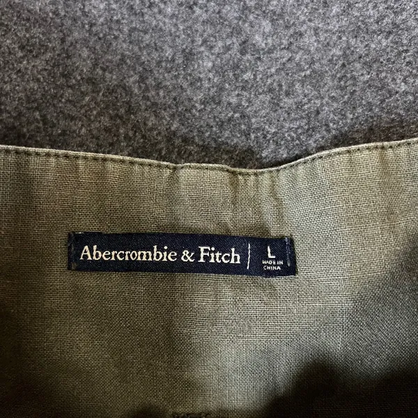 Abercrombie & Fitch Olive Green Linen Blend Pleated Tapered Pants Size L - Image 4