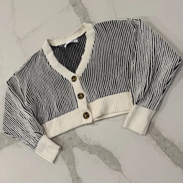 Altar’d State Maria Ribbed Chenille Balloon Sleeve Cardigan Sweater Women’s XXS - Image 4