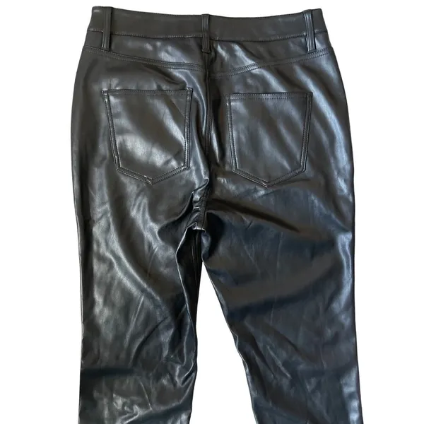 AFRM x REVOLVE Vegan Leather Mini-Flare High-Rise Noir Graysen Pant Size 29 Tall - Image 11