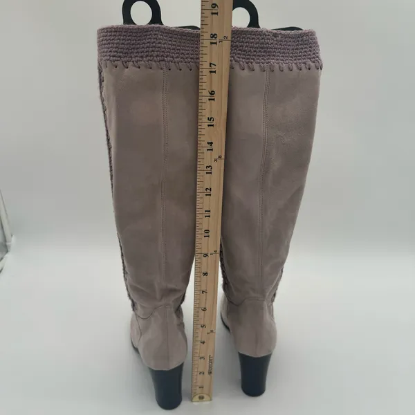 Hugo Boss Italian Suede Leather Crochet Lavender Pull On Designer Boots EU39 - Image 4
