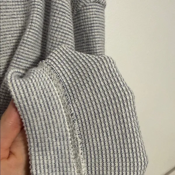 Aerie Gray White Waffeknit Oversized Crewneck Pullover Sweatshirt - Image 7