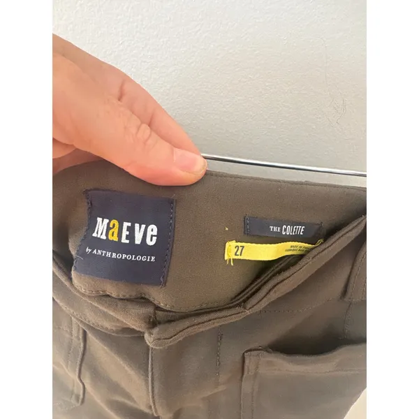 Maeve Anthropologie The Colette Olive Green Wide Leg Cropped Pants 27 OB1472268 - Image 2