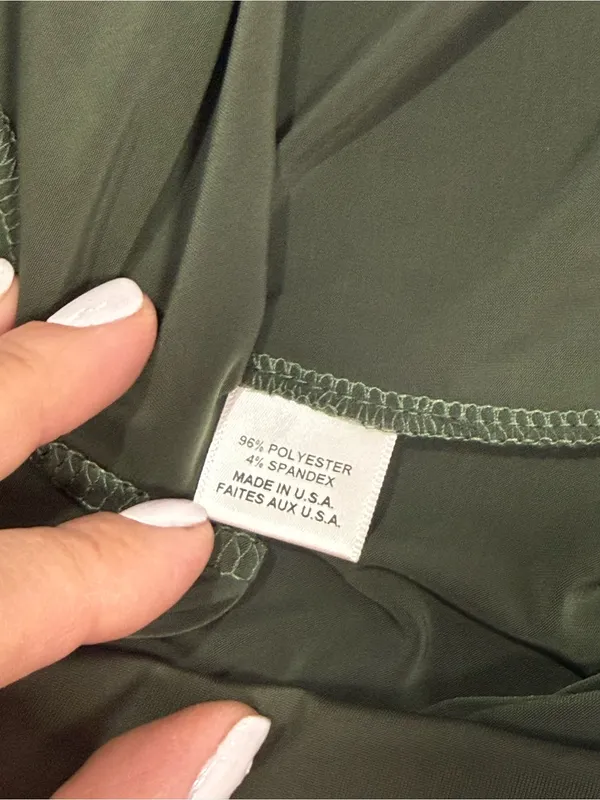 MISA Domino Tie Front Draped Ruched Knee Length Dress Olive Green Size XS NWT - Image 7