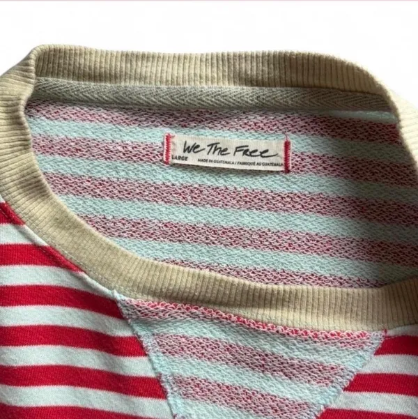 We The Free Striped Crew Sweater in Cherry - Image 3