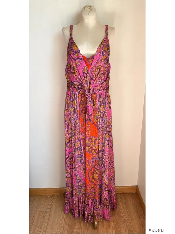 Anthropologie Maeve Andie Tie Front Maxi Dress Printed - Image 2