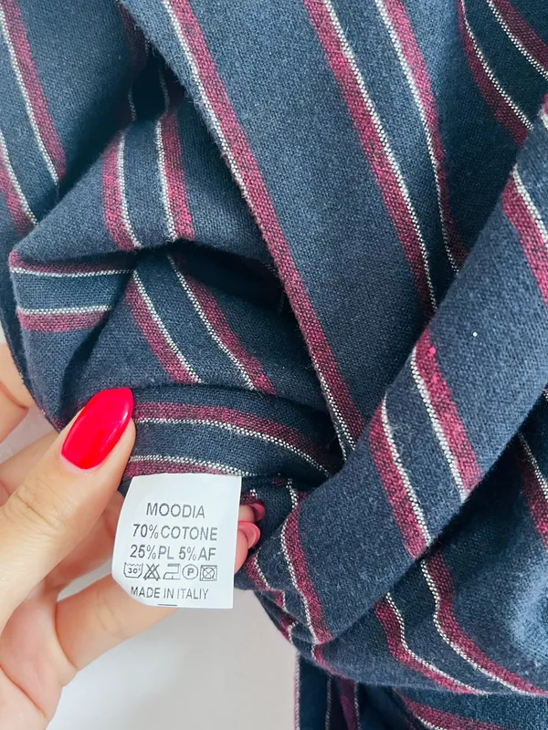 Moodia Italy Pinstripe Wide Leg Jumpsuit • 90s Minimalist - Image 4