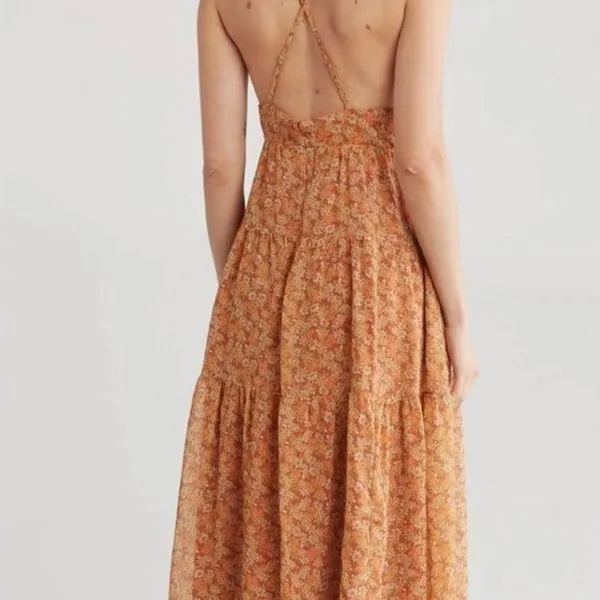 Madewell Georgette Ruffle-Sleeve Tiered Midi Dress In Daisy Meadow Size 8 - Image 3