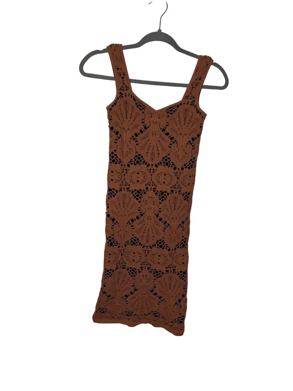 🤎✨ Free People Intimately Crochet Lace Bodycon Mini Dress‎ Rust Brown M/L ✨🤎 - Image 4