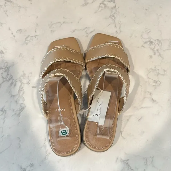 JOIE CHIARA SANDALS SLIP ON nude slight heel bohemian festival neutral size 8 - Image 6