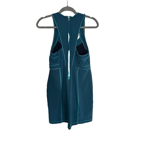 Title Nine Blue Green Athletic Outdoor Zip Pockets Tank Dress Size 8 Golf Tennis - Image 5