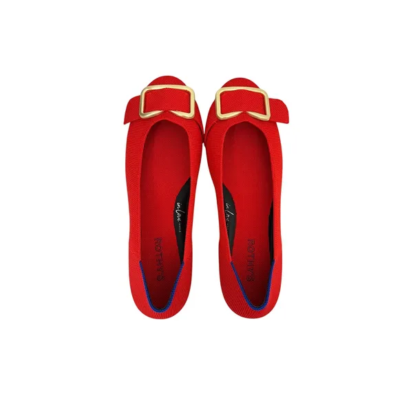 NWOT Rothy's Shoes Red The Emblem Ballet Flat Gold Hardware Size 10 - Image 3