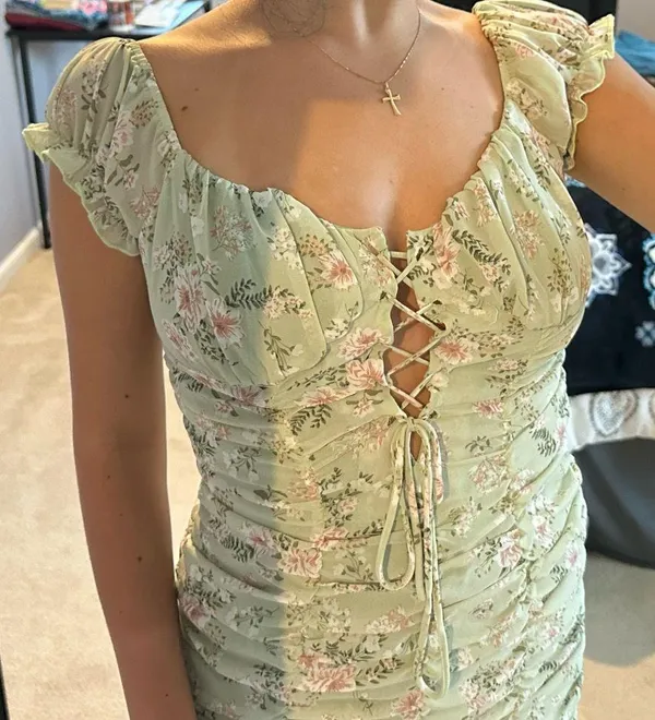 Hazel Boutique Green Floral Mini Dress - Image 6