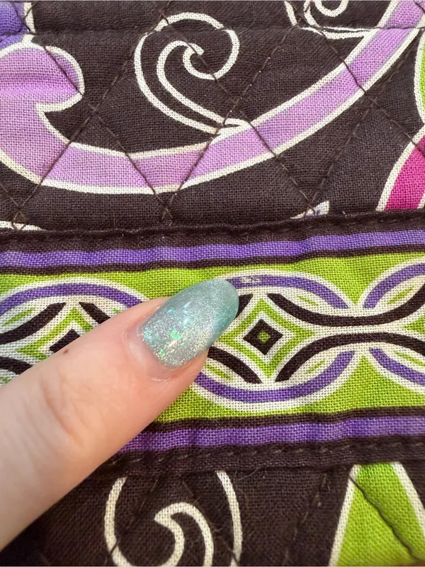 Vera Bradley Quilted Small Zip Coin Pouch in Purple, Green & Brown - Image 6