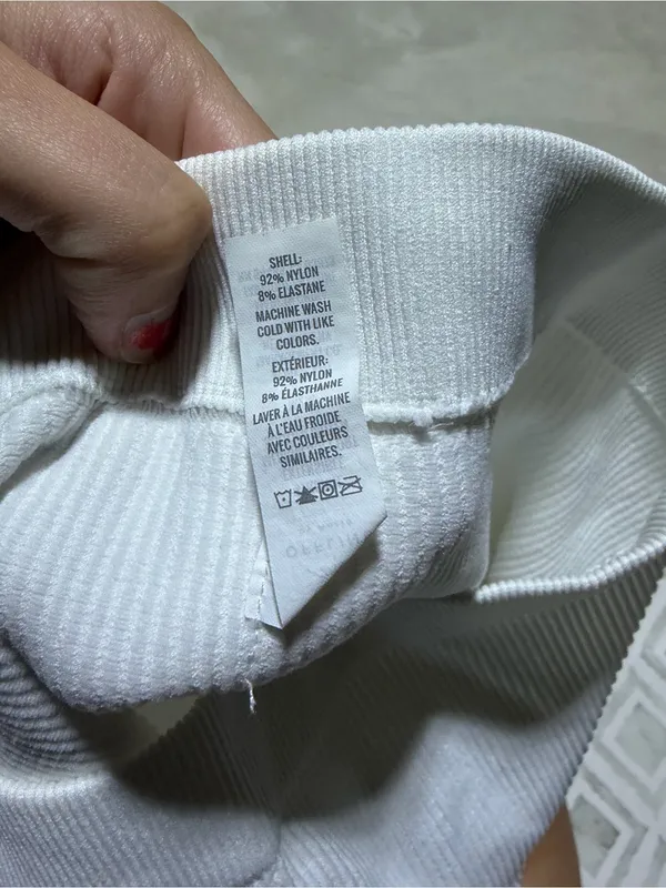 Aerie offline White Ribbed stretch medium support Crop Tank Top medium - Image 3