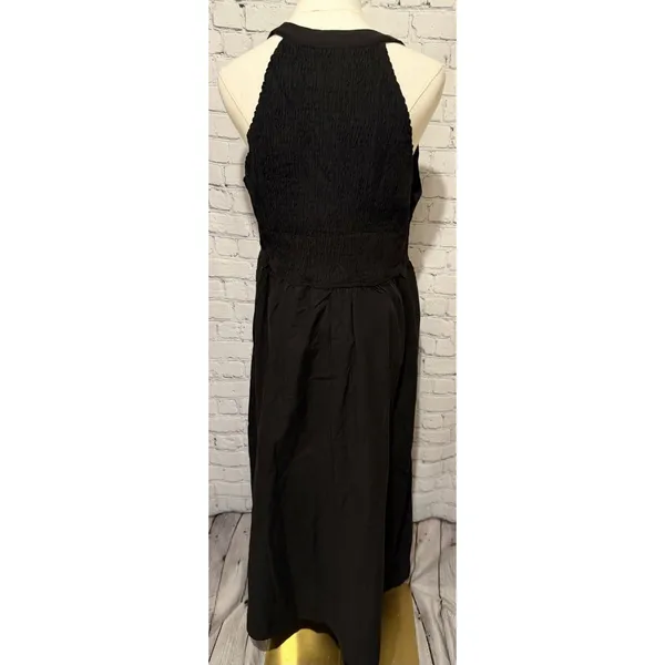 NWT Kirundo black sleeveless midi halter dress cotton blend size large - Image 5