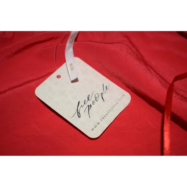 Free People‎ Star Eyes Top Women M Red NEW Crinkle Satin Tie Front Long Sleeve - Image 5