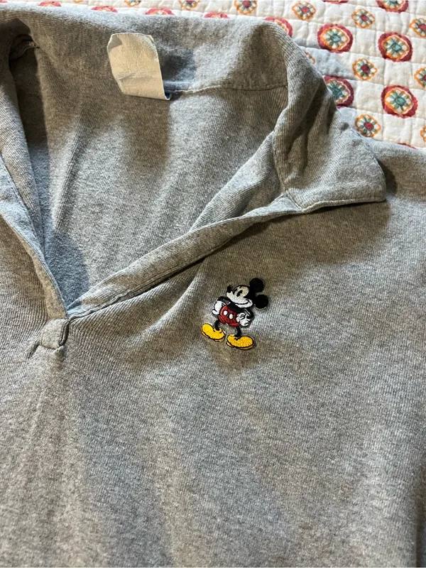 Vintage 90s Disney Store Gray Mickey Mouse Gray Polo shirt size XL - Image 2