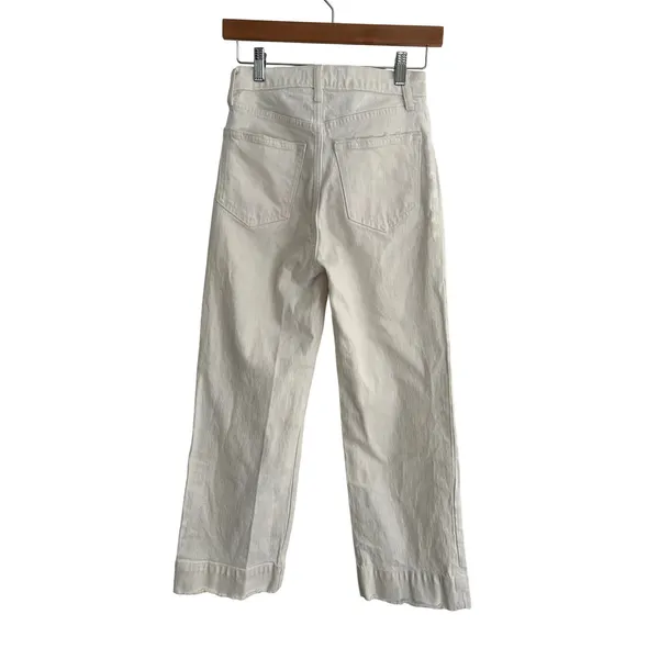 Abercrombie & Fitch Ultra High Rise Cropped Wide Leg Jeans White Size 24 - Image 3