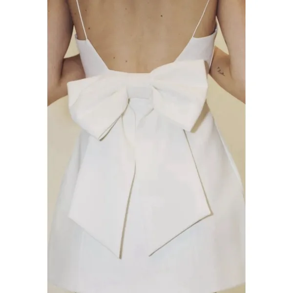 Zara White Bow Low Back Mini Dress Bachelorette Bridal Bride Shower - Image 5